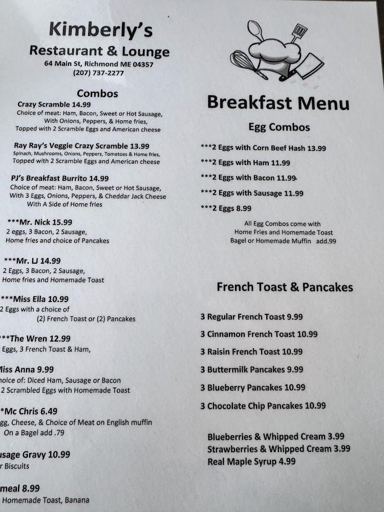 Kimberly's Restaurant & Lounge Menu image 3