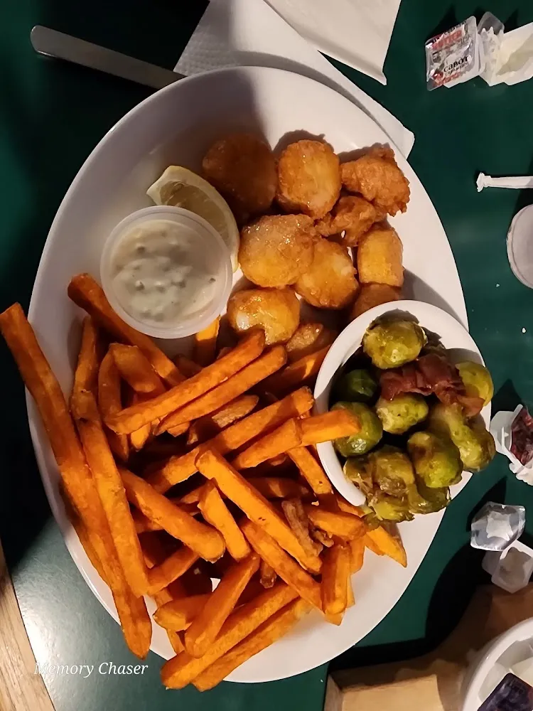 Scallops Maple Brussels Sprouts Sweet Potato Fries